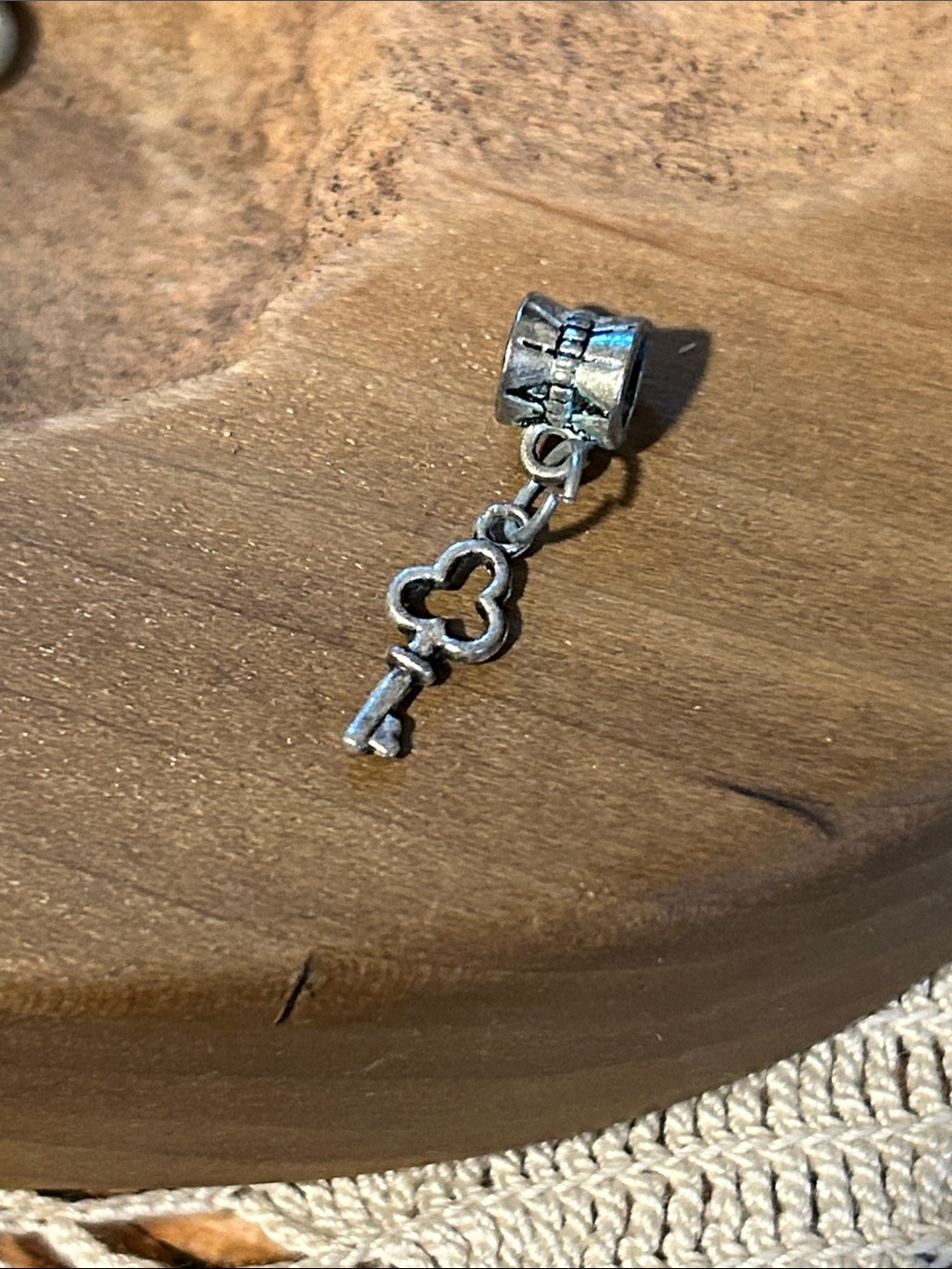 Sterling Silver Key Charm Dangle Bracelet Accent - Silver